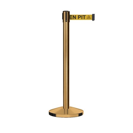 Montour Line Stanchion Belt Barrier Sat.Brass Post 13ft. Open.Belt ES400-SB-BEWARYB-130